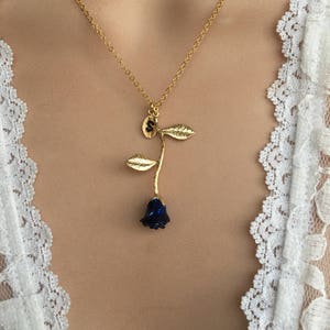 Sapphire Blue Rose, Sapphire Rose Necklace, September Birthday, September Birthstone image 5