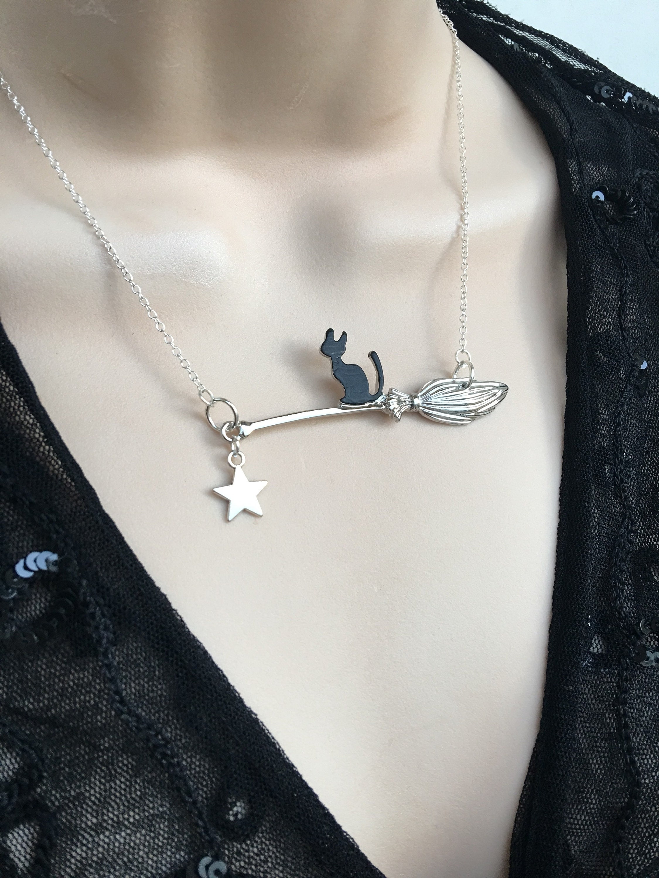 Black Cat Necklace Black Cat Pendant Cat Lovers Necklace Etsy