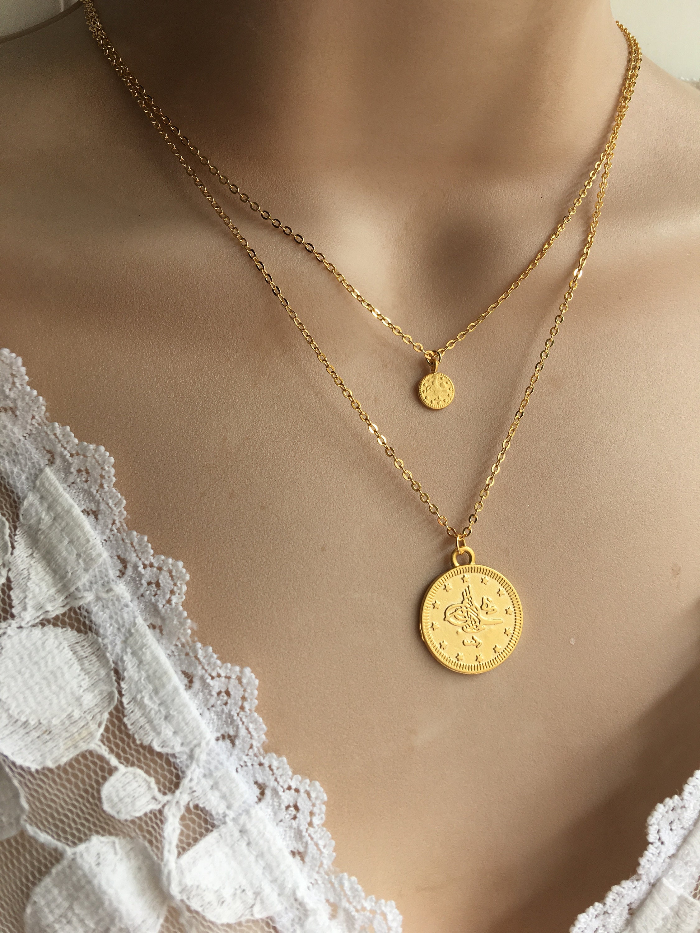 Gold Coin Necklace Set / Ottoman Coin Necklace / Turkish Coin