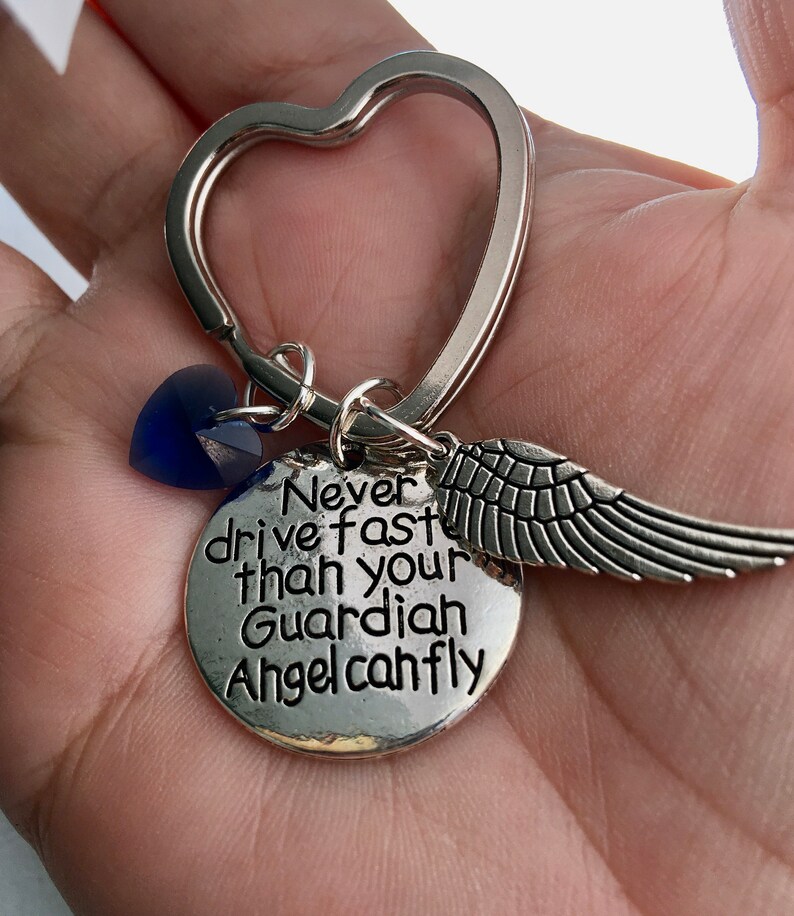 Silver Guardian Angel Keychain Silver Angel Wing Keychain Etsy