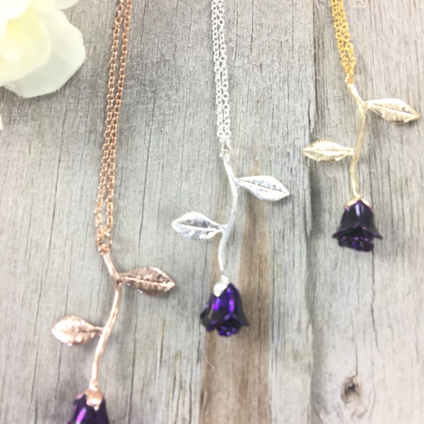 Purple Necklace, Dainty Purple Necklace,  Dark Purple Necklace. Purple Prom Necklace, Purple Jewelry