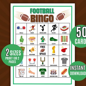Fußball Bingo, 50 druckbare Fußball Bingokarten, Fußballspiel, Fußballaktivität, Kinder Fußball Bingo Bingo, druckbar, Schulaktivität