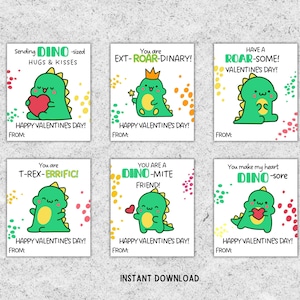 Dinosaur Valentines Cards, Kids Classroom Gift, Printable, Girl Valentine Cards, Preschool Valentines, School Valentines Day Tags, daycare