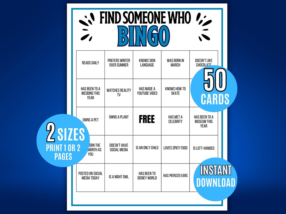 Find Someone Who Bingo Game, Printable Icebreaker Card, Back to School ...