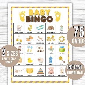 Baby Bingo, 75 Gender Neutral Baby Bingo Cards, Baby Shower Bingo Game, Baby Shower, Baby Shower Activity, Printable Bingo, Gender Neutral