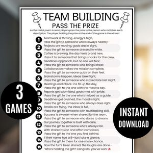 Office Games, Pass the Prize Game, Team Building Games, Coworker Games, Happy Hour Office Party, Printable Team Building Game,  Left Right