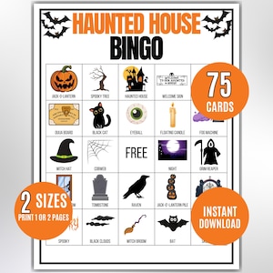 Halloween Bingo Game: 75 Printable Cards, Spooky Party Activity