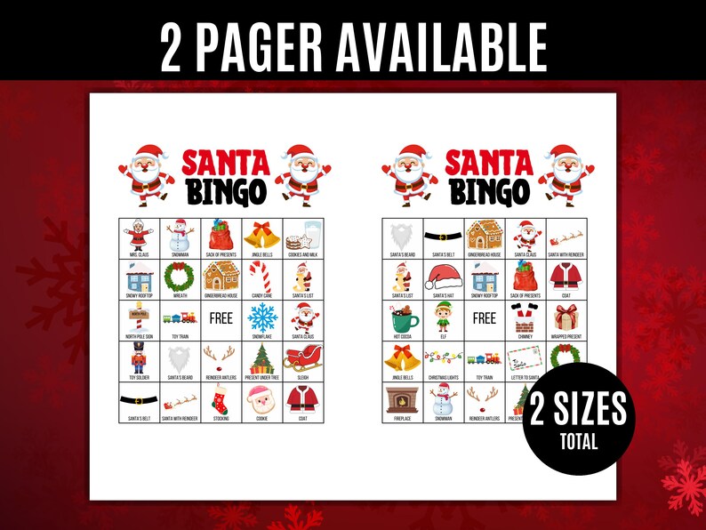 Santa Bingo, 50 Printable Christmas Bingo Cards, Santa Claus Game ...