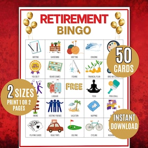 Bingo de Aposentadoria, Festa de Aposentadoria de 50 Anos, Cartões de Bingo, Atividade de Aposentadoria, Jogo de Aposentadoria, Jogo de Aposentadoria, Comemoração de Aposentadoria para Imprimir