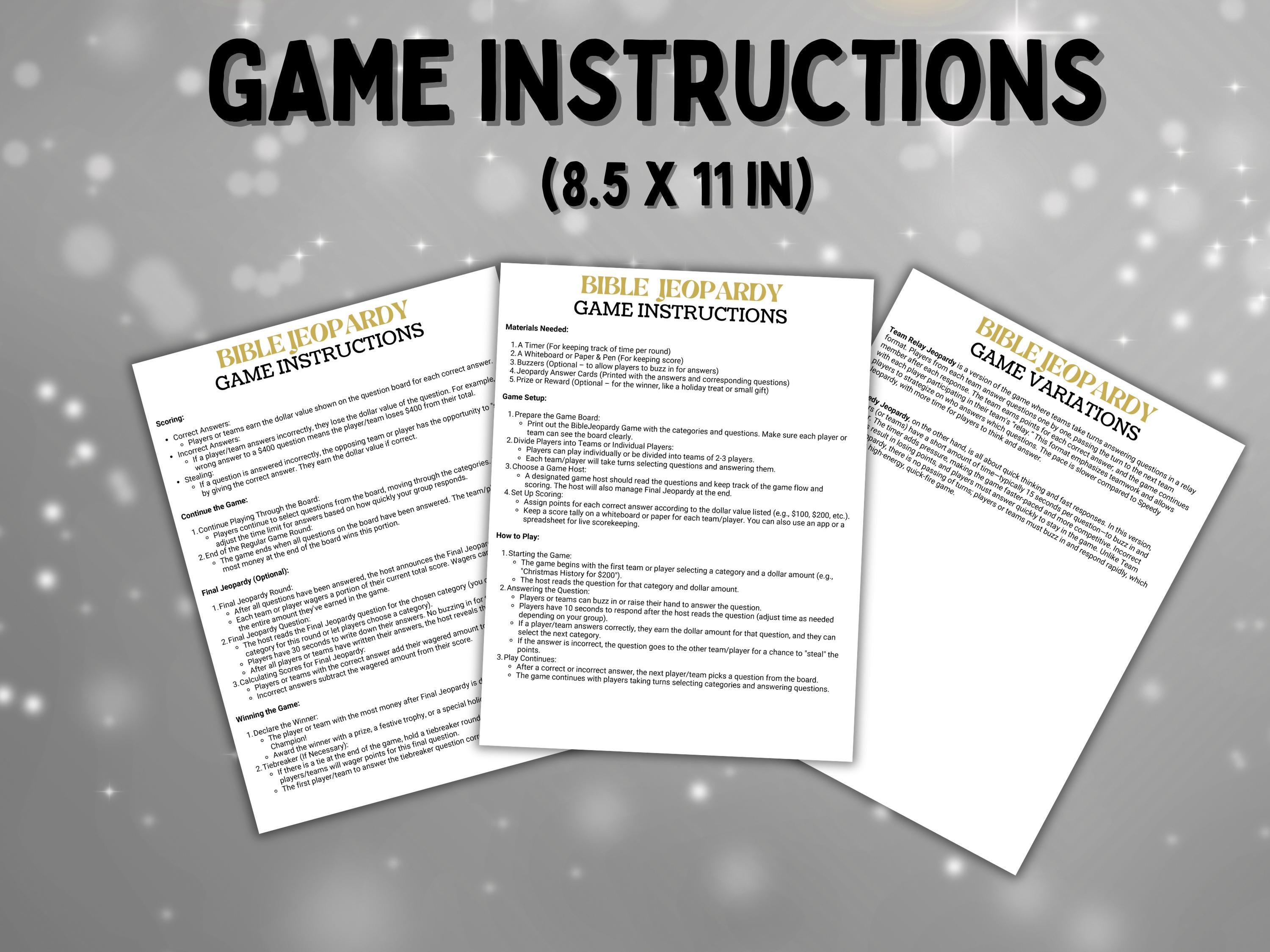 Christmas Bible Jeopardy Game, Nativity Printable Christmas Trivia ...