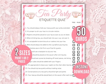 Tea Party Etiquette Game Printable, Ladies Tea Party Etiquette Game, Tea Party Activities, Tea Party Bundle, Garden Tea Party