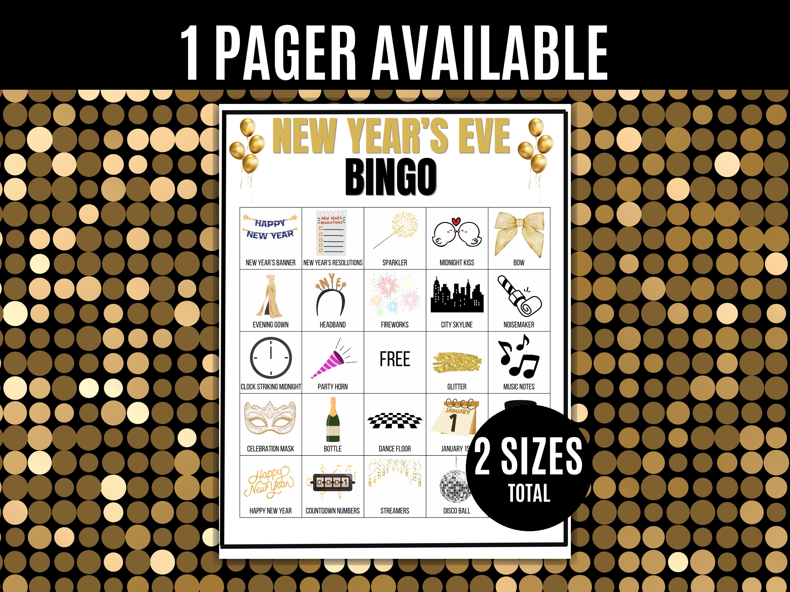 New Year’s Eve Bingo, 50 Printable Bingo Cards, New Year Party Game ...
