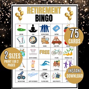 Retirement Bingo, 75 Retirement Celebration Bingo Cards, Retirement Activity, Retirement Party Game, Retirement Game, Retirement Printable