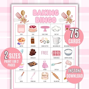 Bingo de confeitaria, 75 cartelas de bingo de confeitaria para imprimir, para crianças, jogo de festa de confeitaria, atividade de bingo, jogo de confeitaria, bingo temático de confeitaria, diversão