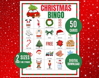 Christmas Bingo, 50 Printable Bingo Cards, Christmas Party Game, Classroom Christmas Activity, Kids Holiday Party Bingo, Winter Activity Fun