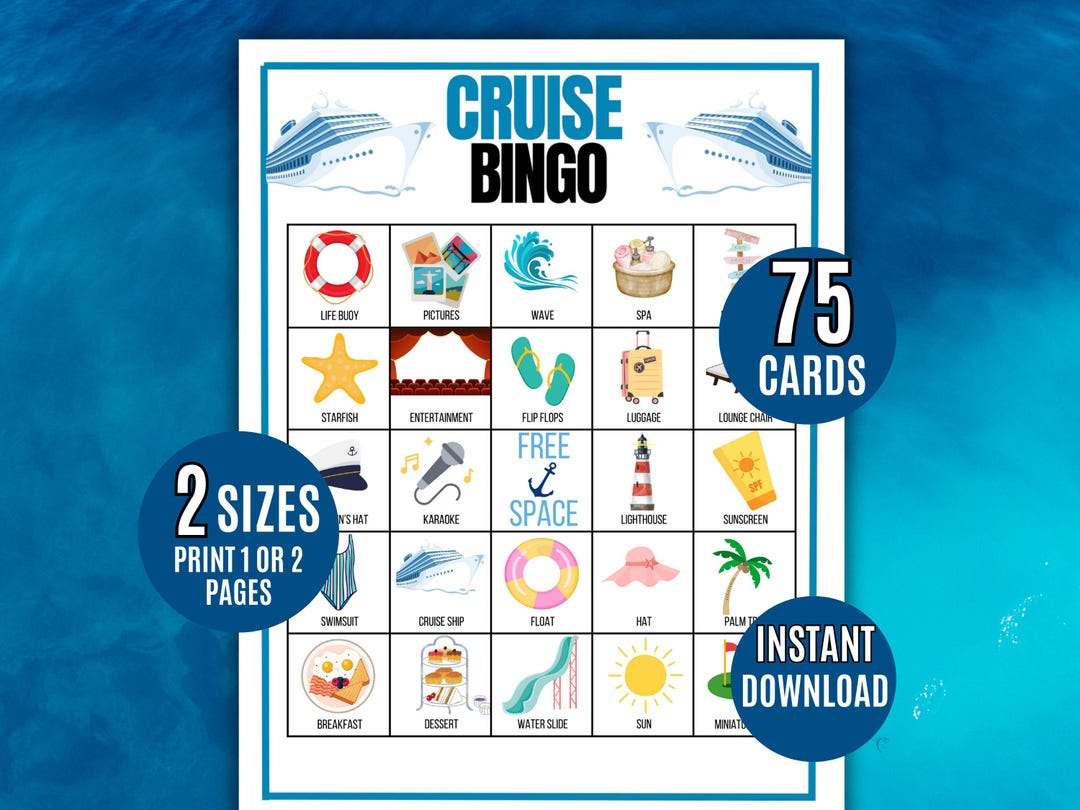 Cruise Bingo Game Cards - 24 Player Set For Vacation Parties
