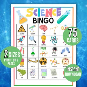 Bingo scientifique, 75 cartes de bingo scientifique à imprimer, Bingo sur la chimie, Bingo du savant fou, Jeu scientifique, Activité scientifique, Jeux scientifiques
