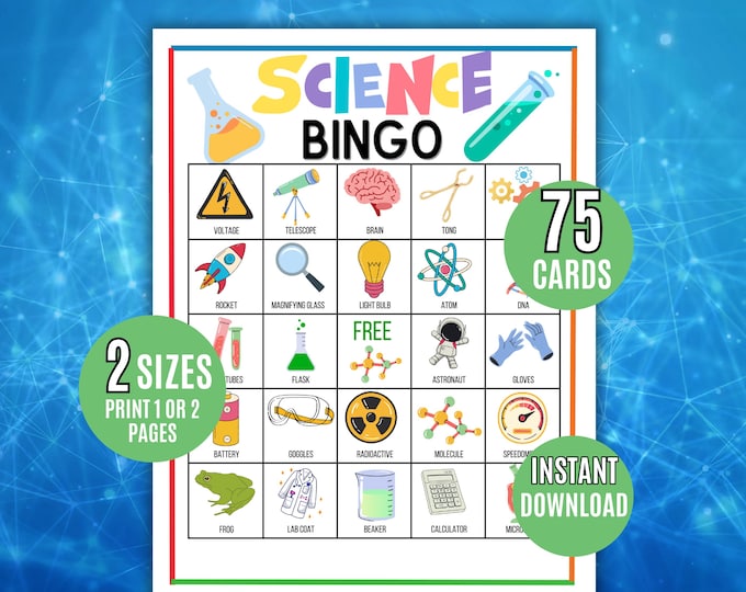 Science Bingo, 30 Printable Science Bingo Cards, Chemistry Bingo, Mad ...