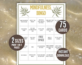 Bingo de atención plena y bienestar, 75 actividades de asesoramiento, Juego de atención plena, Juego de bienestar, Bingo de gratitud, Actividad de atención plena, Atención plena