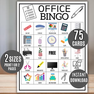 Office Bingo, 75 Printable Office Bingo Cards, Work Bingo Game, Funny Office Party Game, Employee Engagement, Instant Download, HR Activity