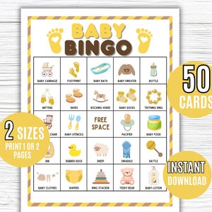 Baby Bingo, Gender Neutral Baby Bingo, Baby Shower Bingo Game, Baby Shower, Baby Shower Activity, Printable Baby Bingo, Gender Neutral Game