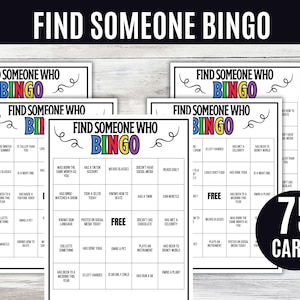 Find Someone Bingo, 75 Printable Ice Breaker Game, Team Building Activity, School Orientation Game, Office Icebreaker, Get to Know You Game image 2