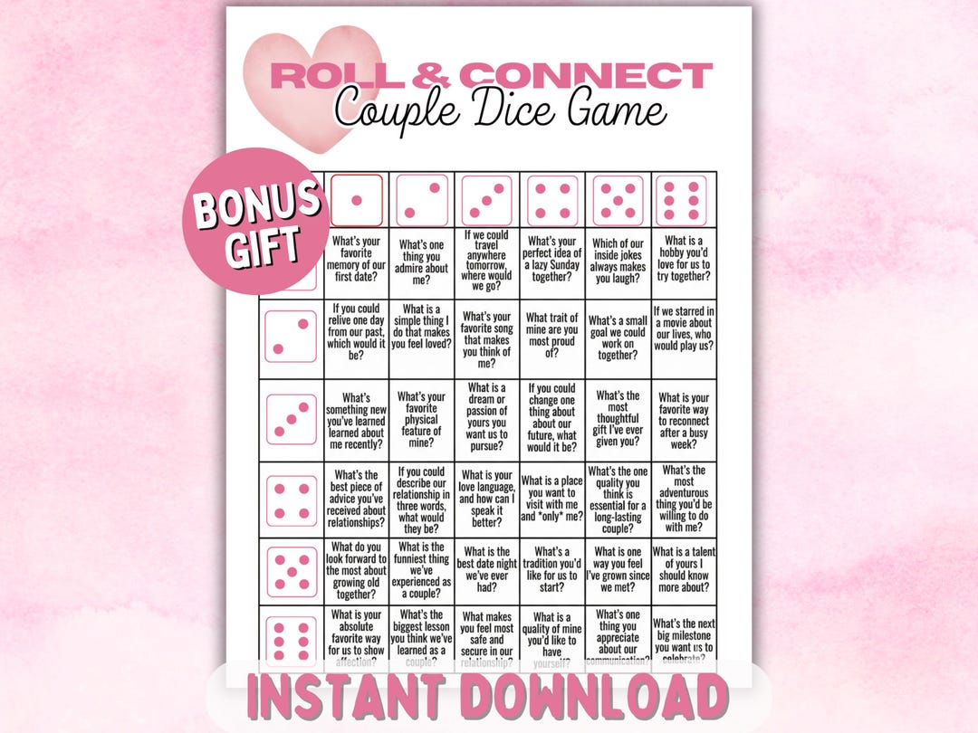 Relationship Roulette Couples Conversation Dice Game, Date Night Activity (instant Download ...