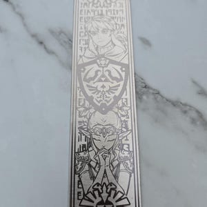 Legend of Zelda Inspired Stainless Steel Bookmark - Link & Zelda