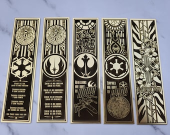 Brass Star Wars inspired Bookmarks - Ahsoka, Jedi, Sith, Empire & Rebellion designs available