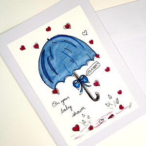 Hand-Painted Watercolor Baby Boy Card: Unique Keepsake Greeting