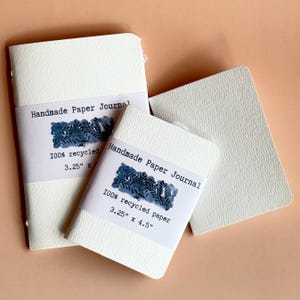 Small handmade paper journal, blank unlined recycled paper scrapbook, eco friendly hand stitched art diary, homemade natural paper book