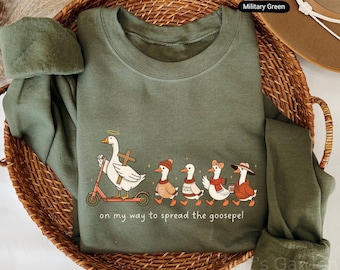 On My Way To Spread The Goosepel Christian Funny Goose Sweatshirt, Youth Pastor Mission Trip Church Group Shirt, Faith Gift Women