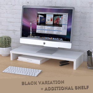 Beautiful Loft Monitor Stand – Elevate & Organize Your Workspace in Style | Monitor riser | Desk riser | Monitor shelf | Wooden Screen Riser