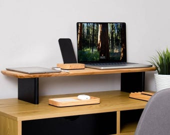 Custom Wooden Monitor Stand | Desk Riser for Home Office Organization