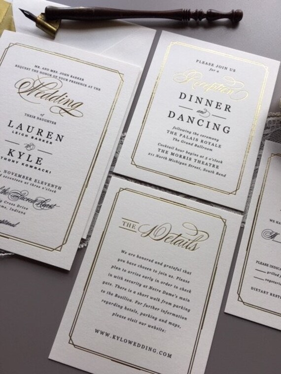 Budget Friendly Foil Printed Wedding Invitations Etsy