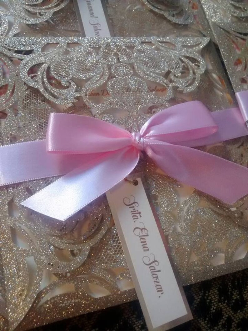 Glitter laser pocket Wedding Invitations Etsy