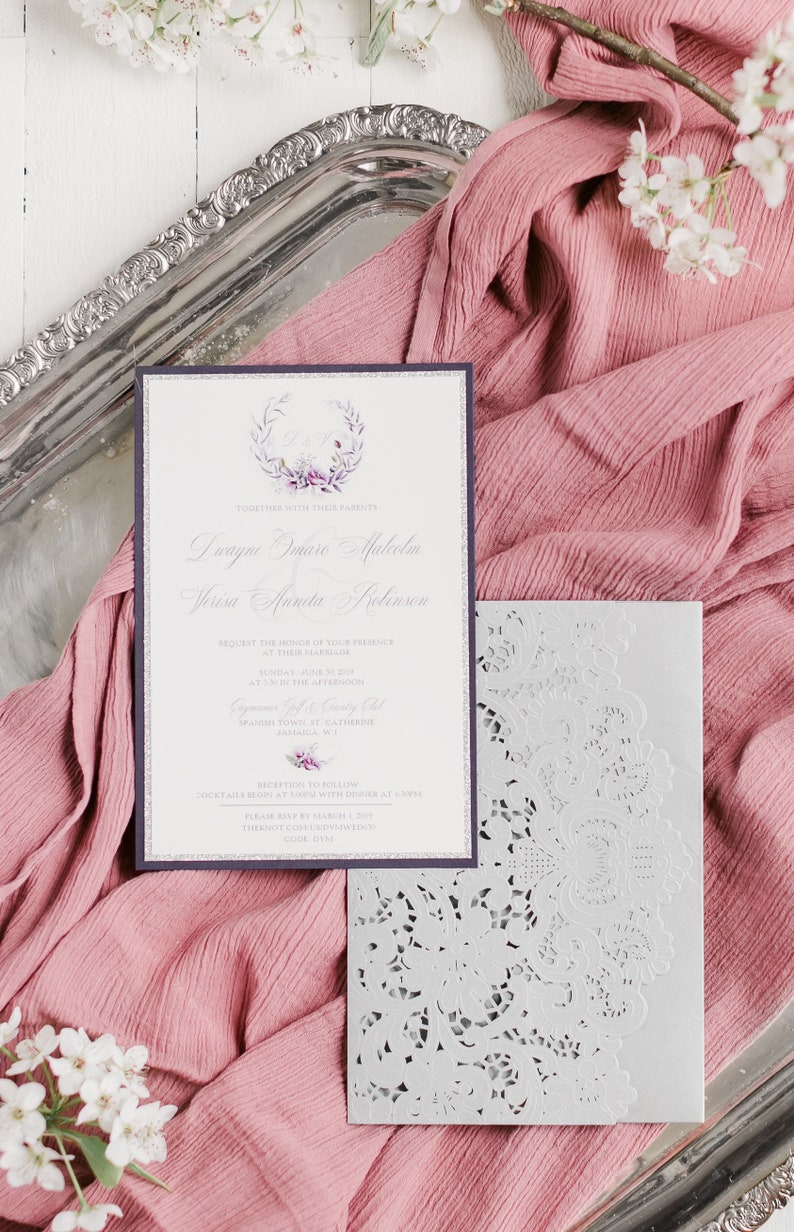 Laser cut pocket Wedding invitation | Etsy