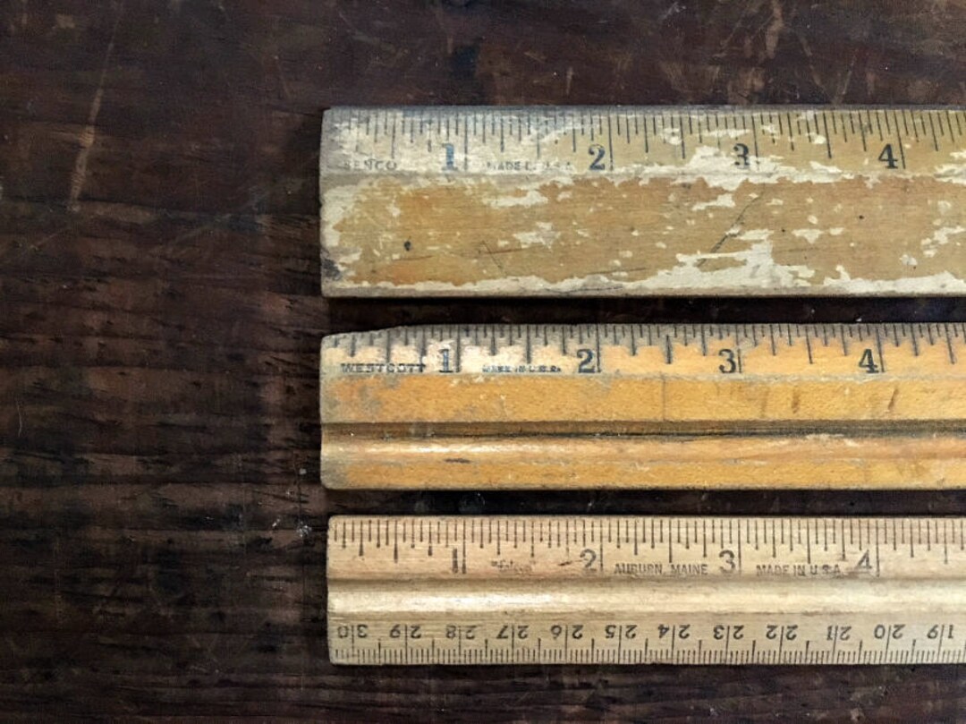Vintage Wood Ruler Collection, Rustic Farmhouse Decor, Antique ...