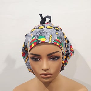 XL Jumbo Pony Scrub Cap, Scrub Cap, Cotton Scrub Cap, Ghana Scrub Cap, Extra long/thick hair/Locs, Surgical Nursing hat