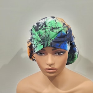 XL Jumbo Pony Scrub Cap, Scrub Cap, Cotton Scrub Cap, Ghana Scrub Cap, Extra long/thick hair/Locs, Surgical Nursing hat