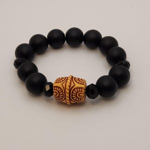 African Black with Brown Accent Krobo Bead Bracelet