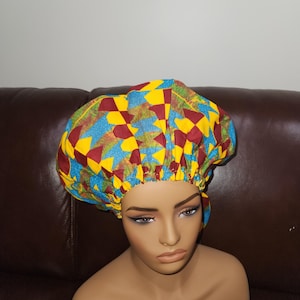 XL Jumbo Pony Scrub Cap, Scrub Cap, Cotton Scrub Cap, Ghana Scrub Cap, Extra long/thick hair/Locs, Surgical Nursing hat