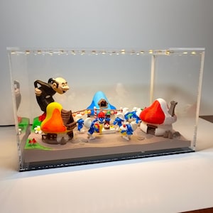 スマーフの3Dジオラマ（音楽とLEDライト付き）お子様、コレクター、ファンへのプレゼントに最適