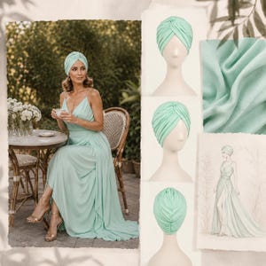 Mint Viscose Turban – Soft Stretch Head Wrap for Women