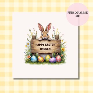 Personalisierte Ostergrußkarte | Niedliches Kaninchen Wegweiser Osterei Design | Aquarell Design | Personalisierbar | Individuell