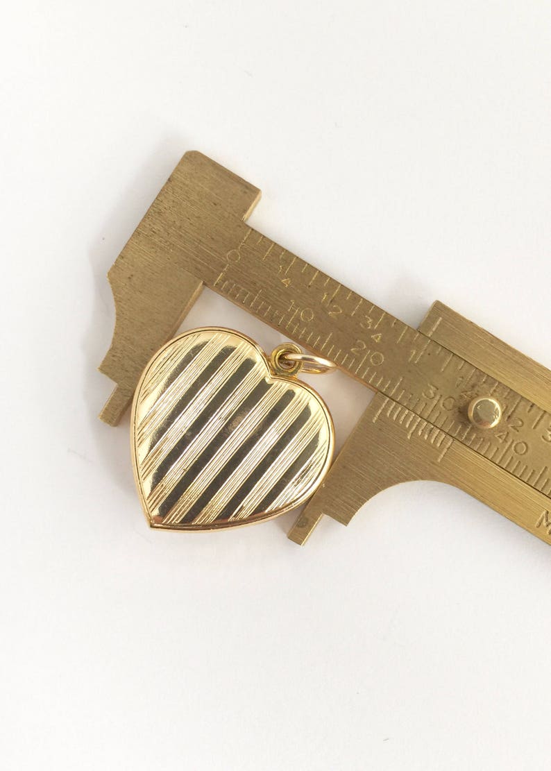 Vintage 70s 80s Sliding Lockets Hearts with Stripes Gold Color Pendants NOS Jewelry