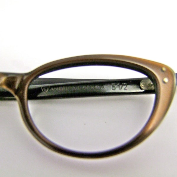 anni 1950 gatti occhio cornici / / 50s Vintage occhiali / / bronzo e nero / / American Optical #A9