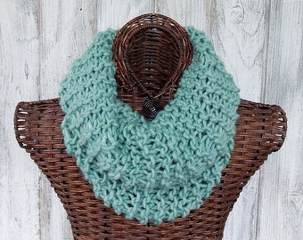 Knitted scarf blue green, very soft and light wool blend fashion accessory