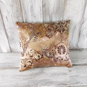 Pillow cushion stuffed throw home decor silky flowers brown, beige, cream