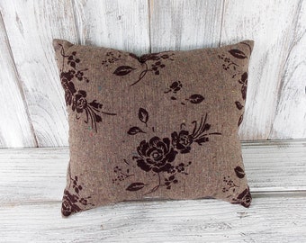 Pillow cushion stuffed throw brown flowers home decor